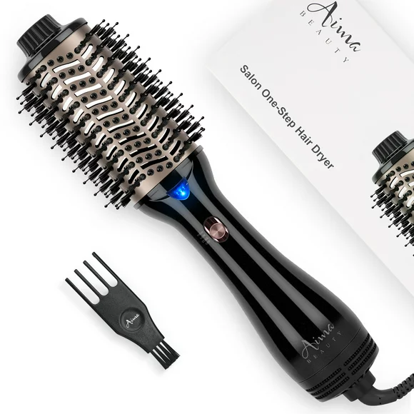 Hair Dryer Brush & Aima Beauty One-Step Volumizer Hot Air Brush, Black Blow Dryer Brush