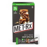 MET-Rx Big 100 Colossal Protein Bar, Crispy Apple Pie, 4 Count Value Pack, High Protein Bars to Support Energy Levels and Muscles, Great as A Meal Replacement, Gluten Free