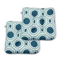 Duck Covers Water-Resistant 19 x 19 x 5 Inch Indoor Outdoor Seat Cushions, Blue Bayou Hexagon, 2-Pack
