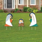 Holy Nativity - Outdoor Lawn Sign Decorations with Stakes - Manger Scene Religious Christmas Yard Display - 3 Pieces