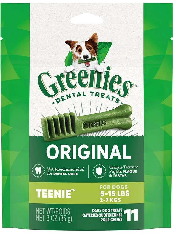 GREENIES Original TEENIE Natural Dog Dental Treats, 3 oz. Pack (11 Treats)