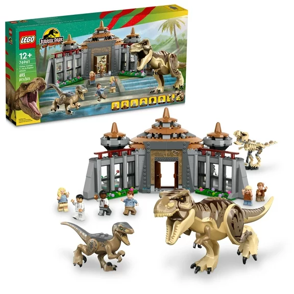 LEGO Jurassic Park Visitor Center: T. rex & Raptor Attack 76961 Buildable Dinosaur Toy, Gift for Teens and Kids Aged 12 and Up, Including a Dino Skeleton Figure, 6 Minifigures and More
