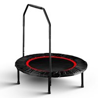 Mini Fitness Trampoline, 40 Inch Foldable Rebounder Trampoline with Handrail and Safety Pad for Kids Adults Indoor Outdoor Workout Cardio Exercise