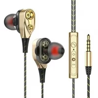 moobody Dual-Dynamic Quad-core 3.5mm Noise Isolation Sport In-ear Earphone with Microphone and Subwoofer Earphone for Universal Mobile Phone Flexible