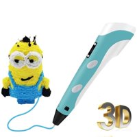 3D Pen, 3D Doodler Printing Drawing Printer Pen for Arts Crafts DIY Perfect Gift for Kids and Adults, Compatible with PLA ABS Filament,Safe and Bright LED Display - Blue