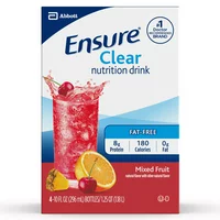 Ensure Clear Nutrition Drink, 0g fat, 8g of high-quality protein, Mixed Fruit, 10 fl oz, 8 Count