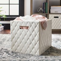 Better Homes & Gardens Faux Leather Storage Bins, Set of 2, White