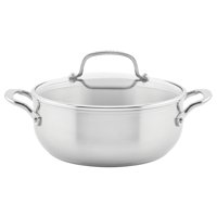 KitchenAid 4-Quart 3-Ply Base Stainless Steel Casserole with Lid, Brushed Stainless Steel