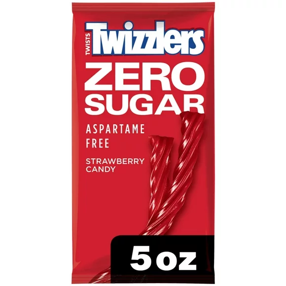 Twizzlers Zero Sugar Twists Strawberry Flavored Licorice Style Candy, Bag 5 oz