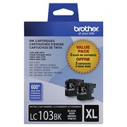 Brother LC103-2PKS Black Ink Cartridge Dual Pack High Yield (2x 600 Yield)