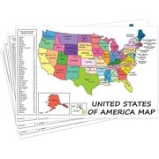 United States Map - USA Poster, US Educational Map - with State Capital - for Ages Kids to Adults- Home/School/Office - Printed on 12pt. Glossy Card Stock - 12 x 18 Inches