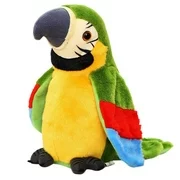 Kiapeise Talking Stuffed Parrot Repeat, Electronic Bird Speaking Pet, Waving Wings Plush Toy, Interactive Animated Gift for Kids