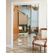 Pinecroft Bevelled Mirror Sliding Door with White Frame