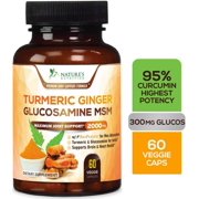 Turmeric Curcumin with Ginger Glucosamine & MSM, Anti-Inflammatory Joint Relief, 2000mg, 60 Ct