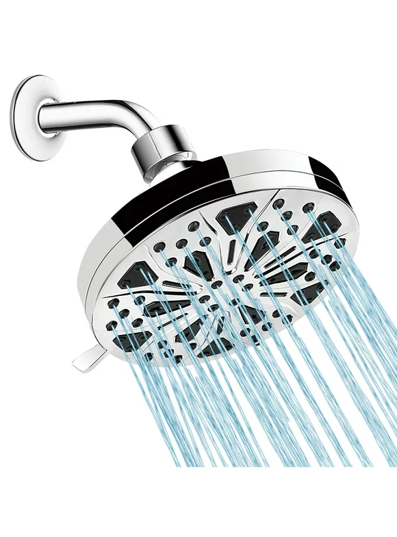 KUIIYER Shower Head, 8-Mode Fixed Mount High Pressure Rain Shower with Touch-Clean in Chrome