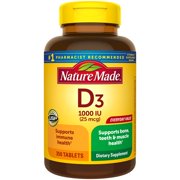 Nature Made Vitamin D3, 350 Tablets, Vitamin D 1000 IU (25 mcg) Helps Support Immune Health, Strong Bones and Teeth, & Muscle Function, 125% of the Daily Value for Vitamin D in Only One Daily Tablet
