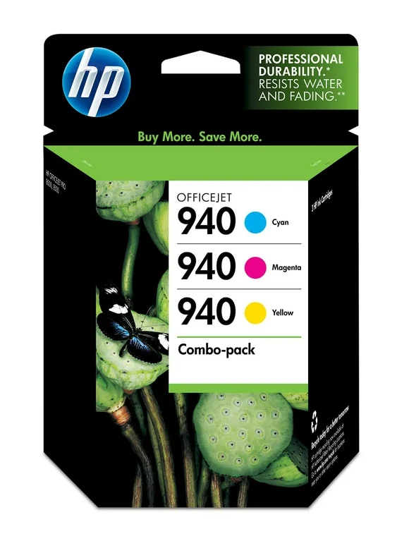 HP 940 3-pack Cyan/Magenta/Yellow Original Ink Cartridges, Per cartridge: ~900