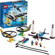 LEGO City Air Race 60260 Flying Helicopter & Airplane Toy, Features 2 Ripcord Helicopters, Stunt Plane Aircraft Toy, 2 Pylons, Plus Rivera, Xtreme and Vitarush Pilot Minifigures,