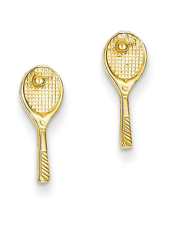 Primal Gold 14K Yellow Gold Mini Tennis Racquet with Ball Post Earrings
