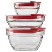 Rubbermaid Easy Find Lids Glass Food Storage and Meal Prep Containers, Set of 3 (6 Pieces Total)
