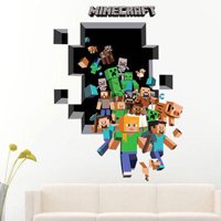 Large 3D Minecraft Wall Sticker 3D Vinyl Removable Wall Cling Decals Stickers-Room Decor
