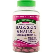 2 Pack - Nature's Truth Superior Strength Hair, Skin & Nails with 5000 mcg Biotin Liquid Softgels 165 ea