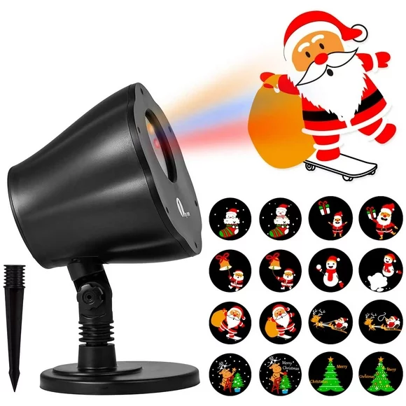1byone Christmas Decorations Light Projector, 8in1 Auto-Shifting Images and Auto-Switchable Pattern, Outdoor/Indoor Use, IP65 Water-Resistant