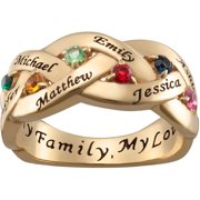 Family Jewelry Personalized Mother's Gold over Silver Family Name and Birthstone Ring