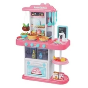 Kids Role Pretend Play Kitchen Set, Toddler Cooking Toys Kitchen Playset with Realistic Lights and Sounds For Kids Christmas Gifts