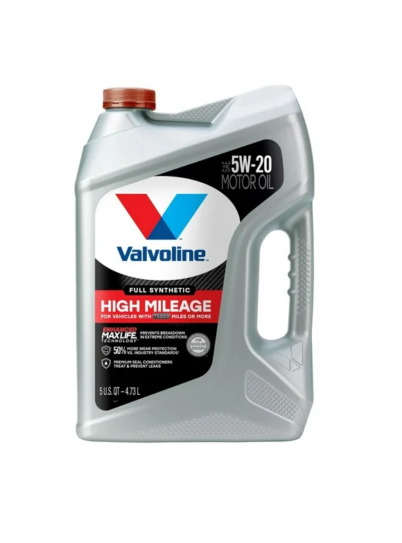 Valvoline Full Synthetic High Mileage Motor Oil, 5W-20 - EZ Pour Bottle, 5 quart jug, sold by each