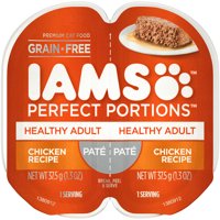 Iams Perfect Portions Grain Free Adult Wet Cat Food Pate, 2.6 oz. Twin-Pack Tray