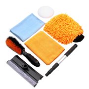 Car Cleaning Tools Kit by Scrub it- squeegee Car Wash Brush, Wheel Brush, microfiber wash mitt and cloth - For Your Next Vehicle wash and wax with our 6 PC Cleaning Accessories