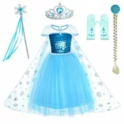 party chili princess costumes birthday dress up for little girls with crown,mace,gloves accessories 3-4 years(110cm)
