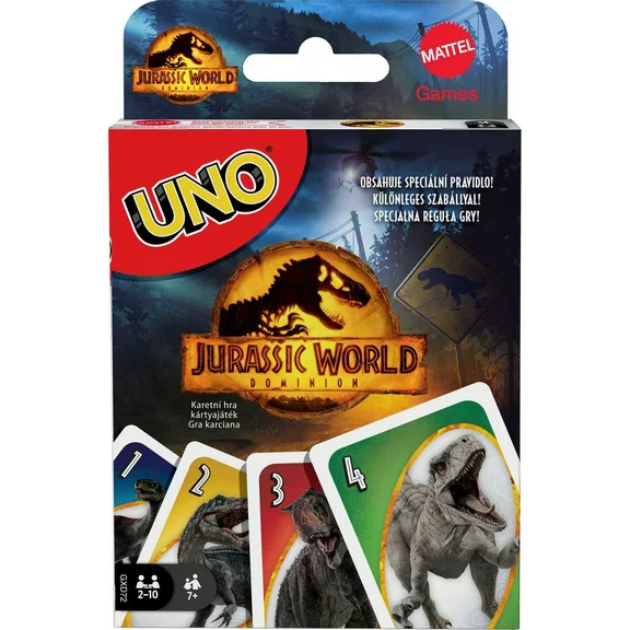 UNO Jurassic World: Dominion Card Game for Kids & Family, 2-10 Players, Ages 7 Years & Older