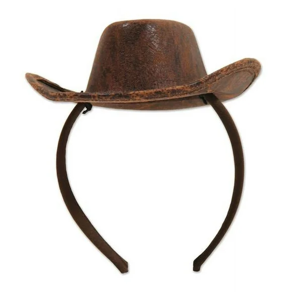 Beistle 53336 Cowboy Hat Headband, Brown - Pack of 12