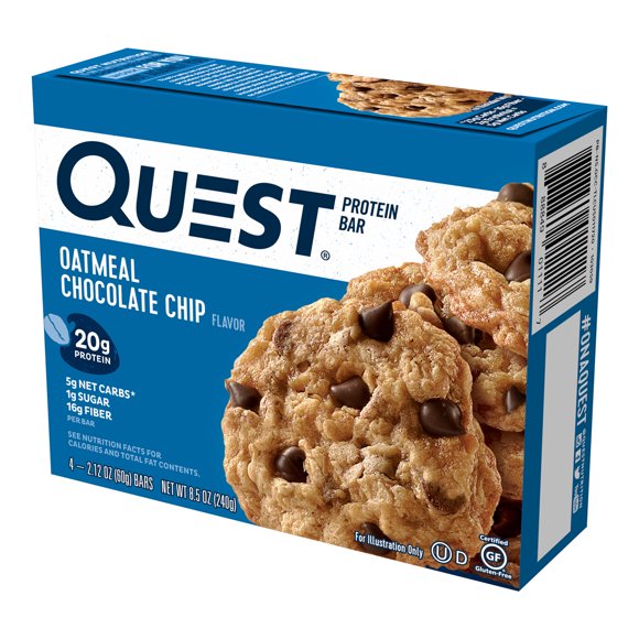 Quest Nutrition, Protein Bars, High Protein, Low Carb, Oatmeal Chocolate Chip, 4 Ct