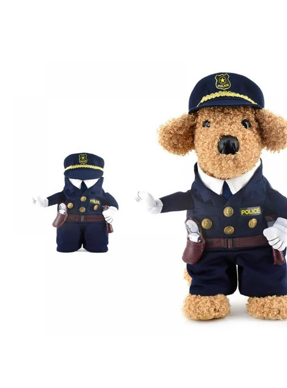Halloween Pet Dog Police Costumes Navy Suit with Hat Christmas Pet Costumes for Puppy and Cat,S-XL