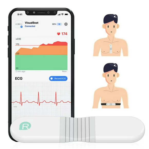 Heart Rate Monitor with Chest Strap and Vibration Alarm,Mobile ECG EKG Monitoring Devices for Sports and Wellness,Bluetooth and ANT+ Connection
