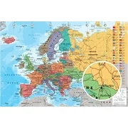 POLITICAL MAP OF EUROPE - POSTER (ENGLISH VERSION MAP) (SIZE: 36 x 24")