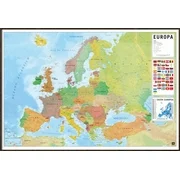 POLITICAL MAP OF EUROPE (EUROPA) - FRAMED POSTER (SPANISH MAP) (36 x 24") (Antique Copper / Gold Aluminum Frame)
