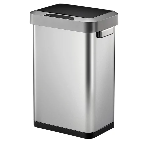EKO Horizon 11.9 Gallon Brushed Stainless Steel Motion Sensor Trash Can, Kitchen Trash Can 45 Liter