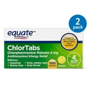 (2 Pack) Equate ChlorTabs Chlorpheniramine Antihistamine Tablets, 4 mg, 100 Ct
