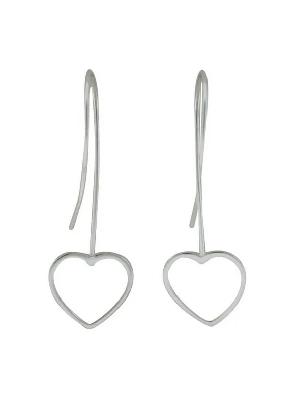 Sterling Silver Hanging Heart Earrings