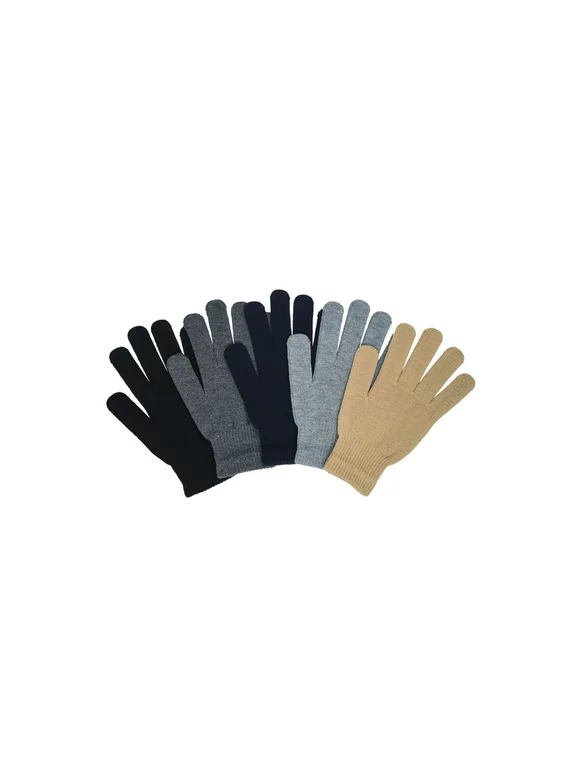 SLM Men's Pair Warm Winter Knit Gloves Soft Stretch Full Finger Mittens