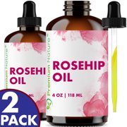 Organic Rosehip Seed Essential Oil - 4 oz Pure Cold Pressed Unrefined Rose Hip Serum for Face Hair Nails 100% Natural Skin Care Moisturizer Scar Removal & Facial Acne Treatment Anti Packaging May Vary