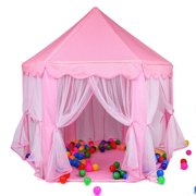 LYUMO Kids Play Castle Tent Princess Playhouse Tent Indoor Outdoor Children Toddlers Kids Girls Boys Play House with LED Star Light (55 x 53 /DxH)