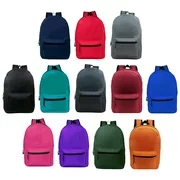 17" Kids Basic Wholesale Backpacks in 12 Assorted Colors - Bulk Case of 24 Bookbags