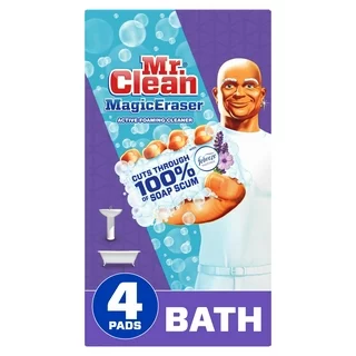 Mr. Clean Magic Eraser Bath Cleaning Pads with Durafoam, Lavender Scent, 4 Ct