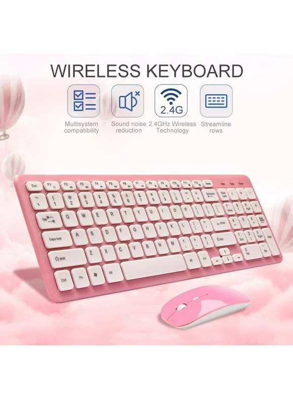 VicTsing Ultra-Thin 96 Keys 2.4G Wireless Keyboard Mouse Suit for Desktop PC Laptop Win10