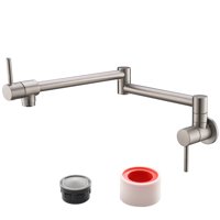 Kitchen Pot Filler Folding Faucet Brass Double Joint Swing Arm Sink Faucet Articulating Wall Mount Two Handle,Nickel